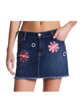 new Genetic Denim ☻ Festival Flower Patch Denim Jeans Skirt ☻ Studio City ☻ 25